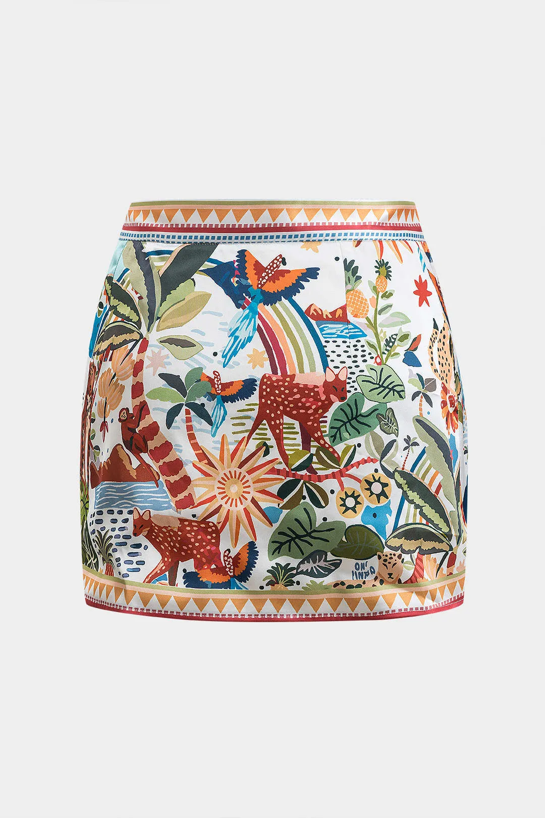 Plus størrelse tropisk print satin slips front nederdel sold by Micas product image thumbnail 2