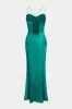 Satin Corset Sleeveless Cowl Neck Side Slit Maxi Dress sold by Micas