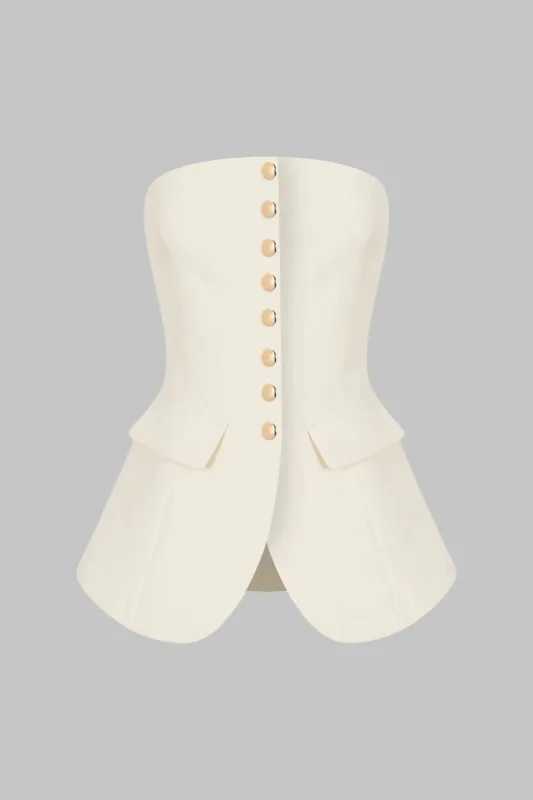Metallic Button Strapless Tube Top sold by Micas