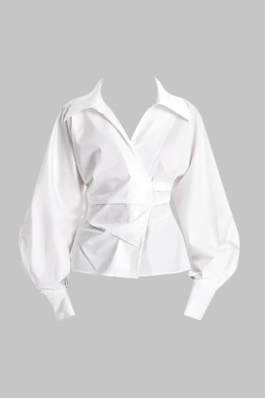 Pleated Ruched Long-Sleeve Shirt sold by Micas