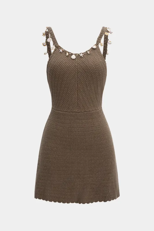 Knit Starfish Shell Decor Backless Sleeveless Dress sold by Micas