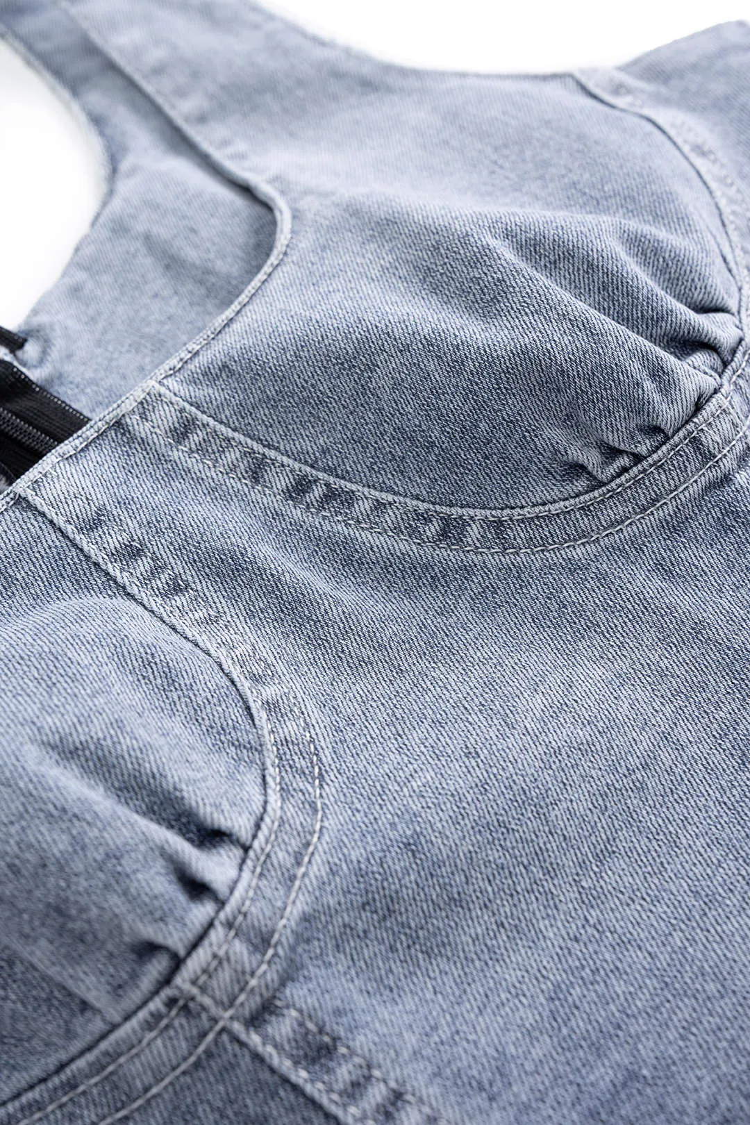 Denim Washed Puff Sleeveless Denim Dress sold by Micas product image thumbnail 3