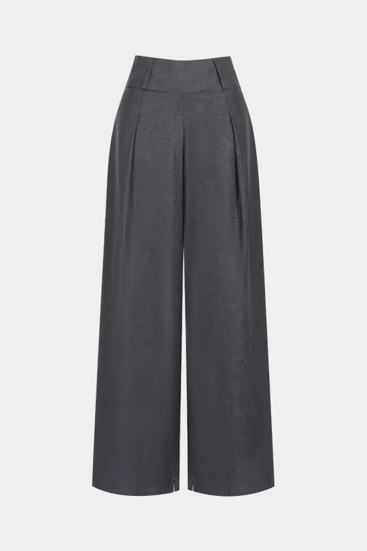 Linen Ruched Straight Leg Trousers sold by Micas