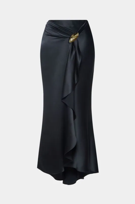 Satin Ruffle Ruched Asymmetrical Skirt sold by Micas