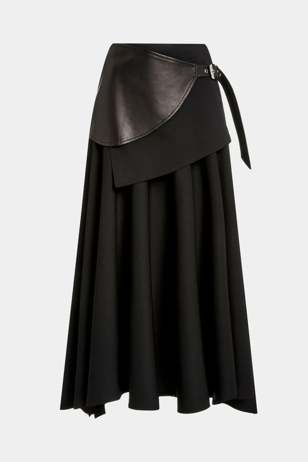 Faux Leather Asymmetrical Tie-Up Ruched Skirt sold by Micas