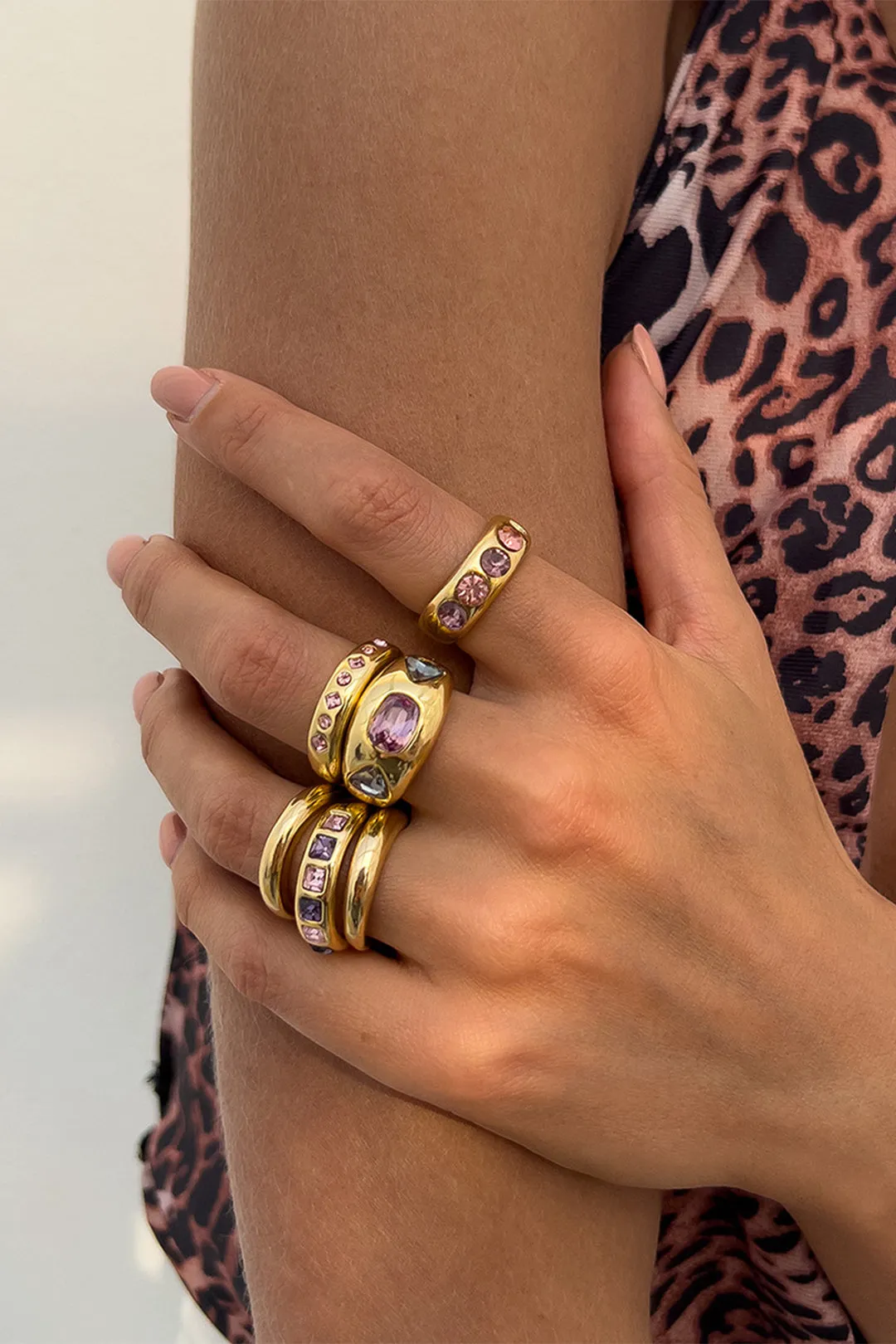 Colorful Diamond Metal Open Ring sold by Micas product image thumbnail 3