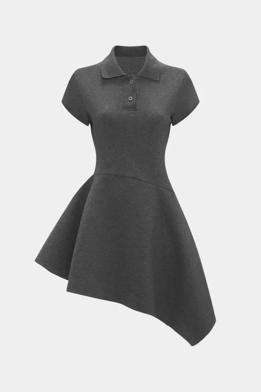 Asymmetrical Ruffle Hem Short Sleeve Mini Dress sold by Micas