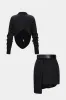 Ruched Button Cut Out Long-Sleeve Shirt And Asymmetrical Belted Shorts Set sold by Micas