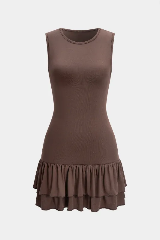 Ruffle Hem Sleeveless Mini Dress sold by Micas