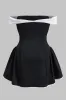 Plus Size Contrast Off Shoulder Puff Sleeveless Mini Dress sold by Micas