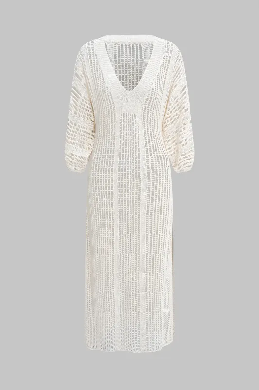 Backless V-Neck Hollow Out Long Sleeve Maxi Dress sold by Micas