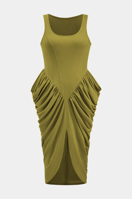 Plus Size Ruched Tank Sleeveless Maxi Dress sold by Micas