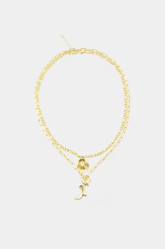 Metallic Multi-Layer Chain Necklace sold by Micas