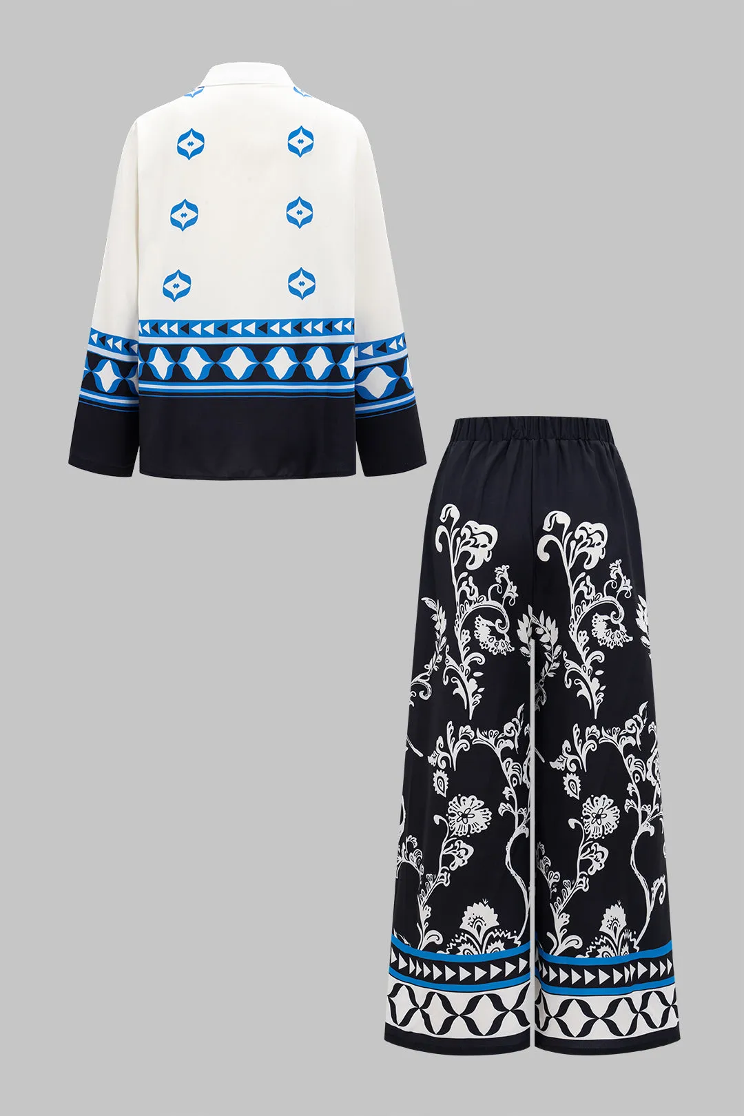 Floral Print Long-Sleeve And Wide Leg Long Sleeve Trousers Set sold by Micas product image thumbnail 3