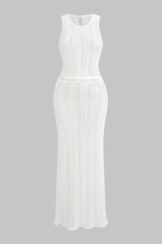 Knit Belted Sleeveless Dress sold by Micas