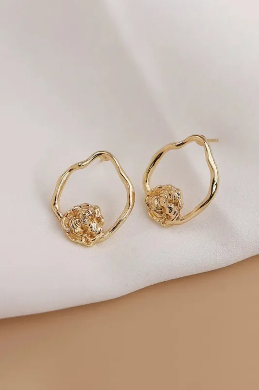 Metallic Geometric Flower Earrings sold by Micas