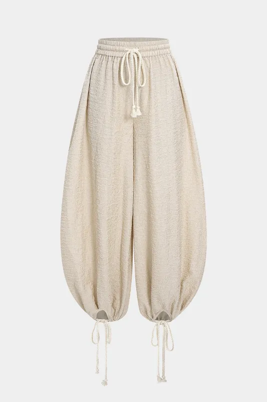 Ribbed Tie-Up Wide Leg Trousers sold by Micas