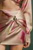 Abstract Print Chiffon Twist Knot Metallic Decor Zipper Asymmetrical Skirt sold by Micas