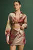Abstract Print Chiffon Twist Knot Metallic Decor Zipper Asymmetrical Skirt sold by Micas