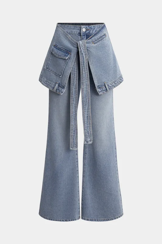 Denim Tie-Up Wide Leg Jeans sold by Micas