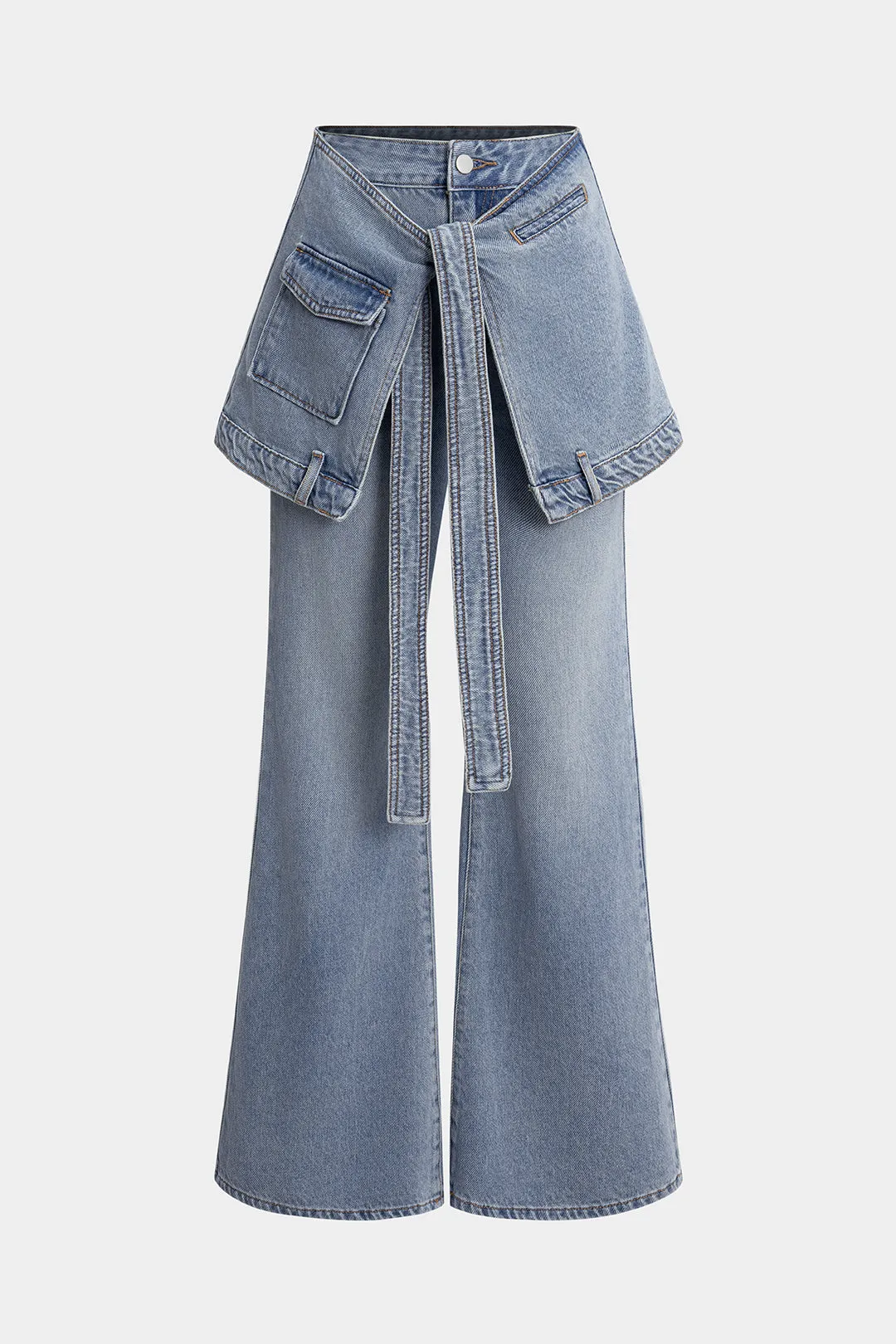 Denim Tie-Up Wide Leg Jeans sold by Micas