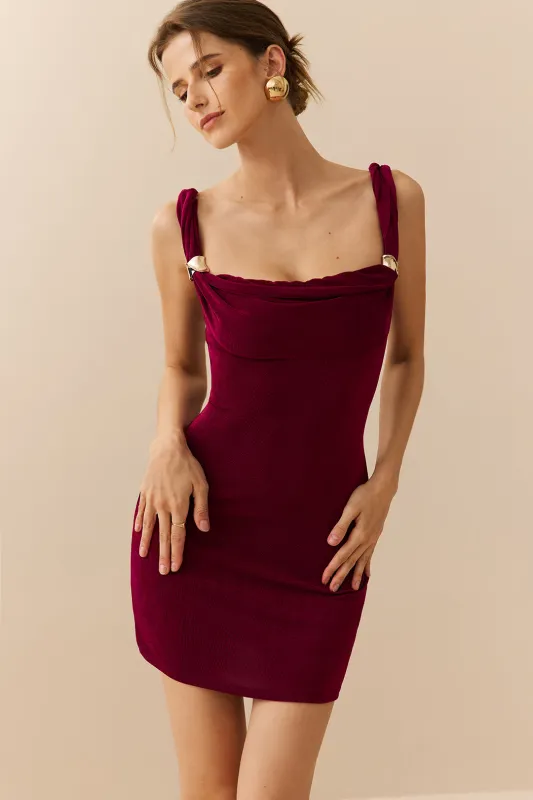 Metallic Twist Knot Ruched Sleeveless Mini Dress sold by Micas