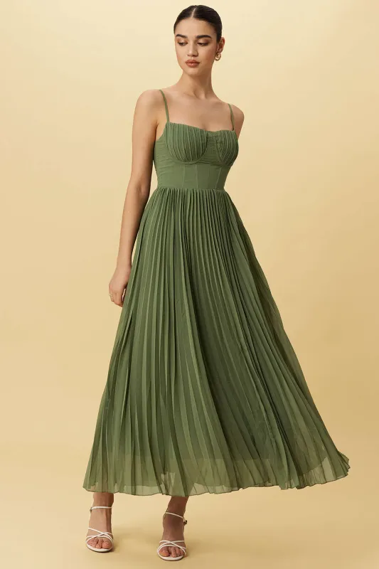 Chiffon Backless Pleated Slip Sleeveless Maxi Dress sold by Micas