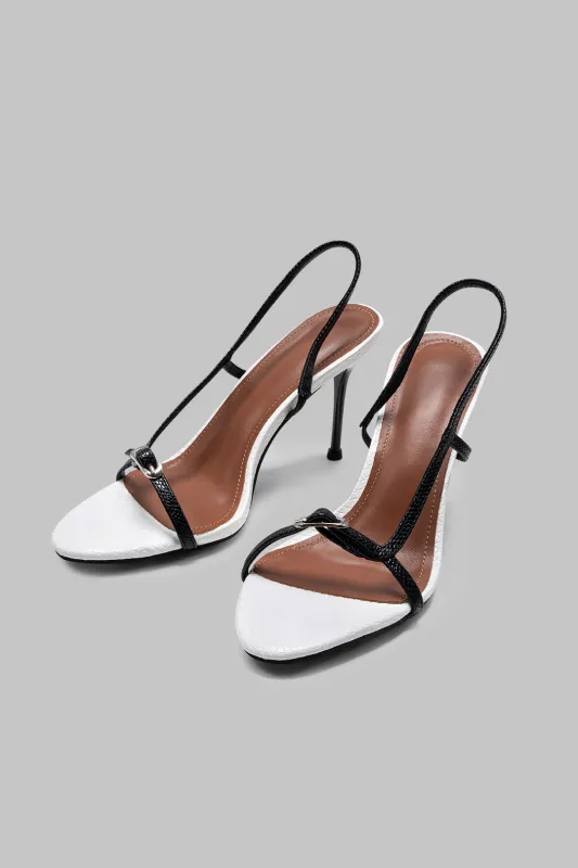 Open Toe Color Block Buckle High Heels sold by Micas