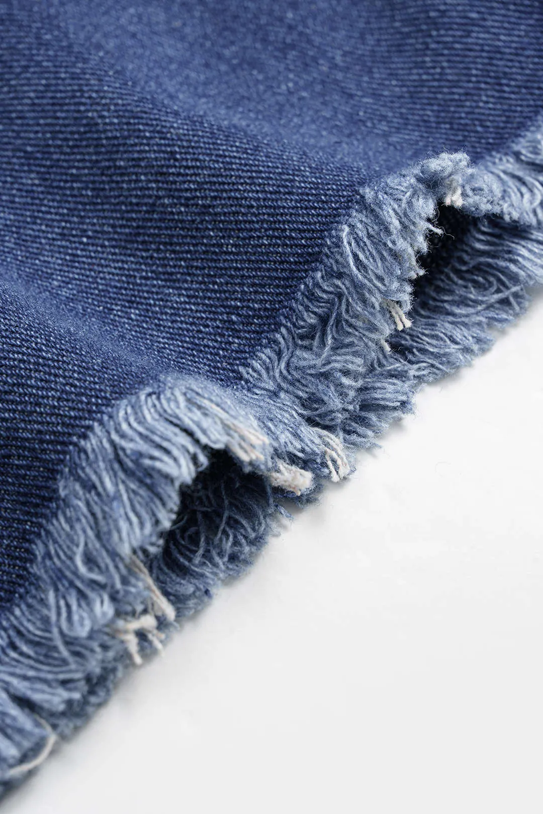 Denim Washed Frayed Wide Leg Jeans sold by Micas product image thumbnail 4