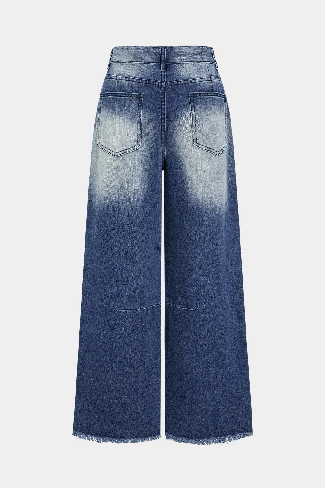 Denim Washed Frayed Wide Leg Jeans sold by Micas product image thumbnail 2