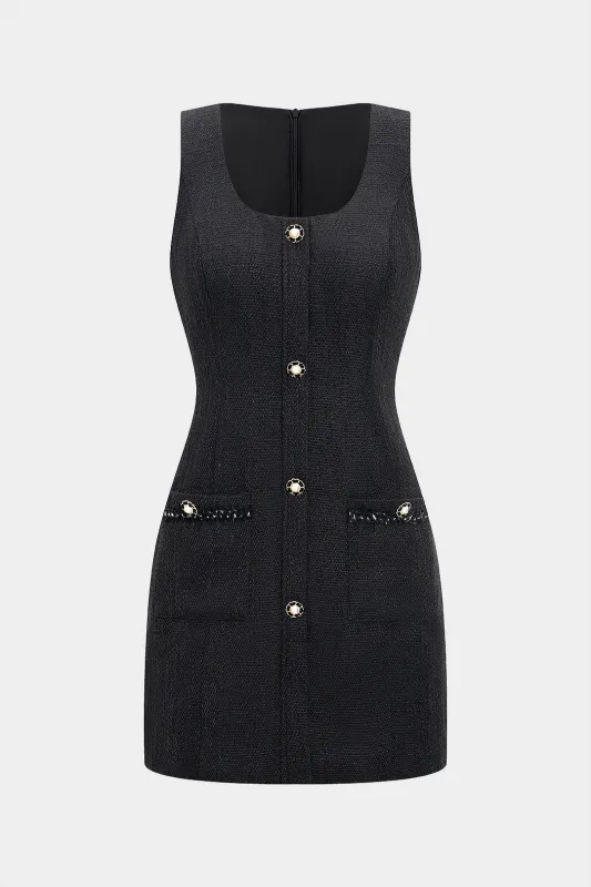 Texture Button Zipper Sleeveless Mini Dress sold by Micas