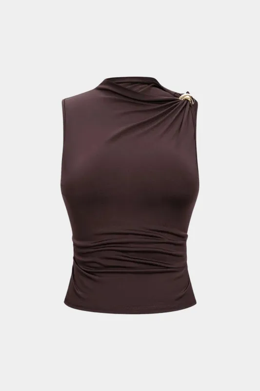 Asymmetrical Ruched Tank Top sold by Micas