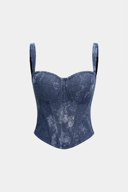 Denim Bustier Corset Zipper Slip Cami Top sold by Micas