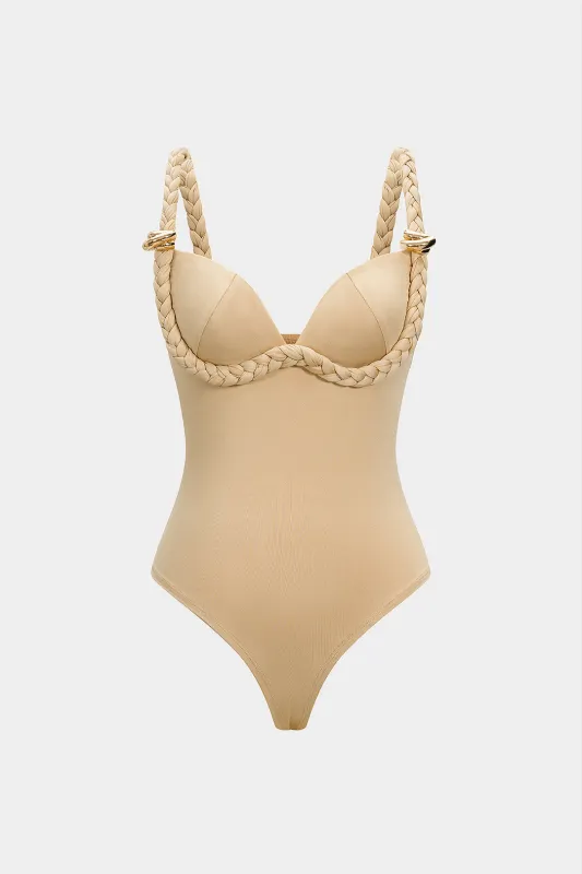 Solid Braided Slip Sleeveless Bodysuit sold by Micas