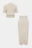 Button Patchwork Pocket Skirt Set sold by Micas