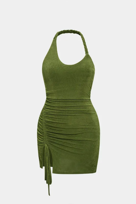 Plus Size Ruched Drawstring Sleeveless Mini Dress sold by Micas