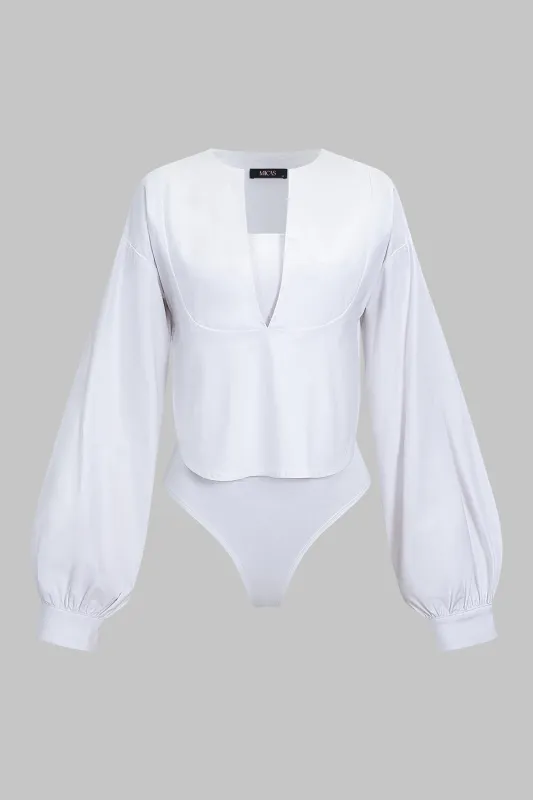 Solid Puff Long Sleeve Bodysuit sold by Micas