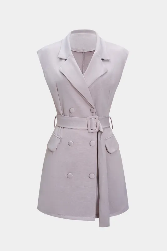 Solid Button Belted Sleeveless Mini Dress sold by Micas