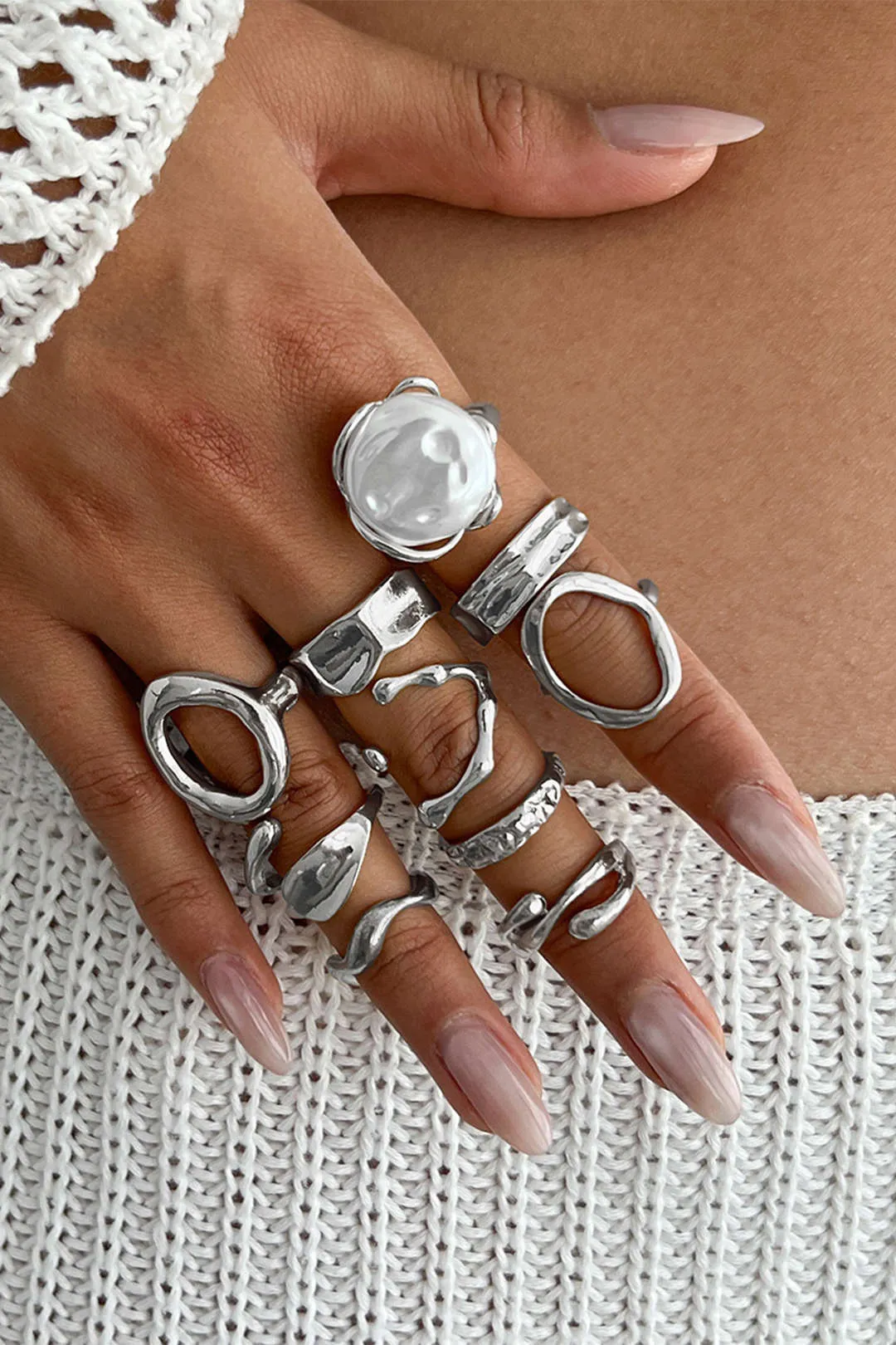 Irregular Geometric Hollow Open Ring Set sold by Micas product image thumbnail 3