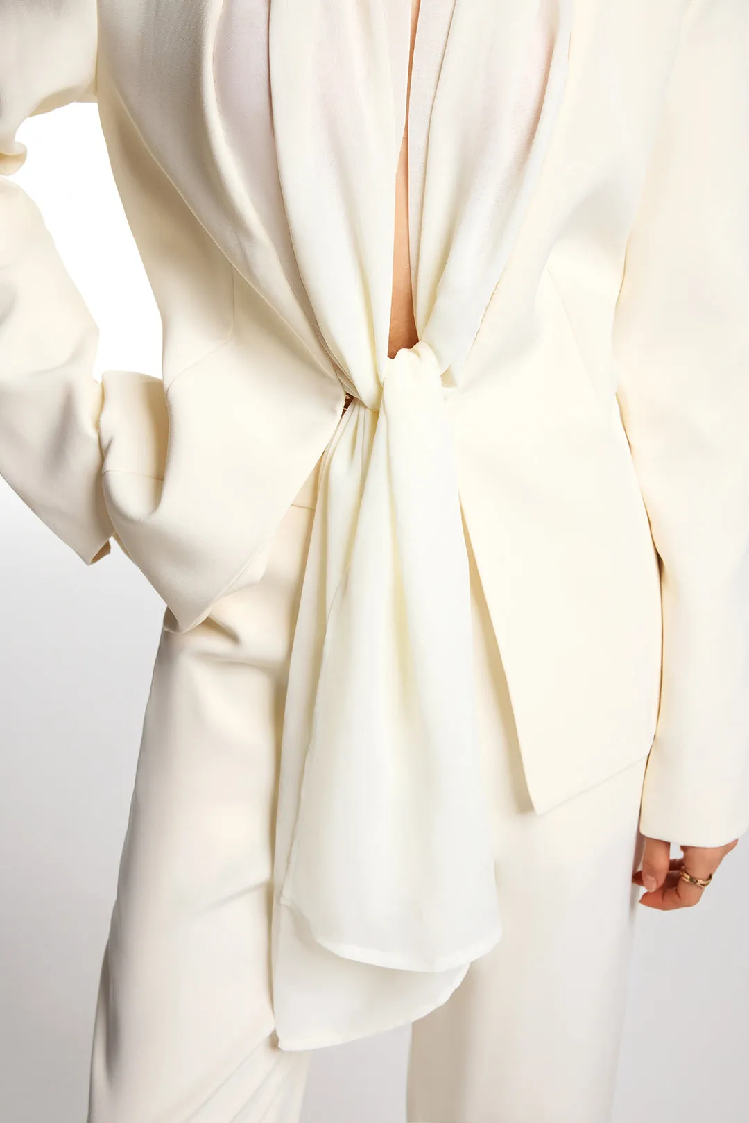 Solid Ruched Tie-Up Blazer sold by Micas product image thumbnail 4