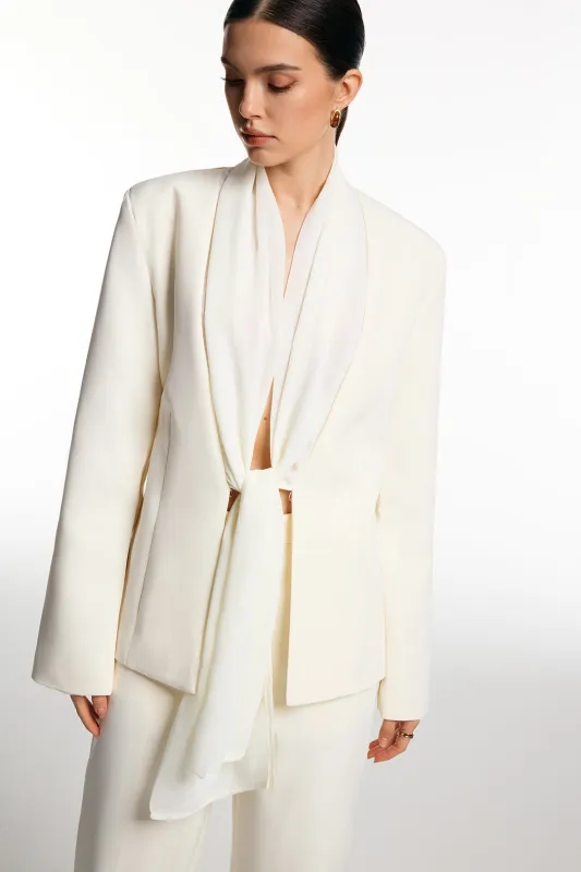 Solid Ruched Tie-Up Blazer sold by Micas