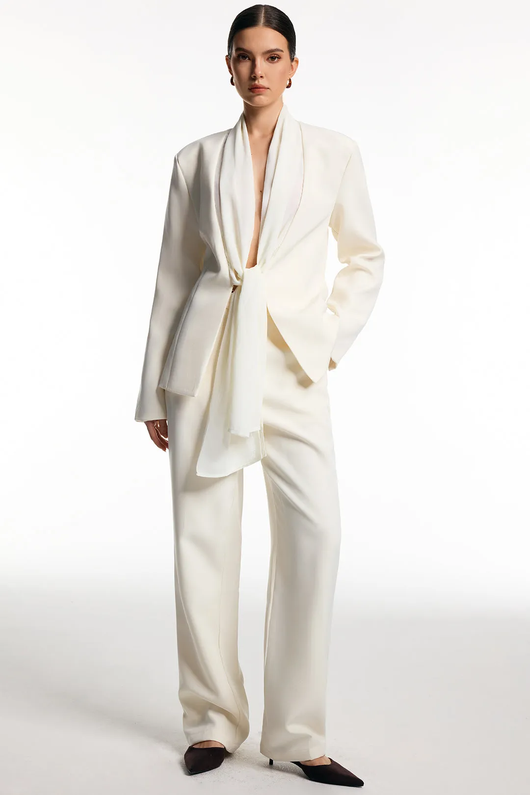 Solid Ruched Tie-Up Blazer sold by Micas product image thumbnail 3