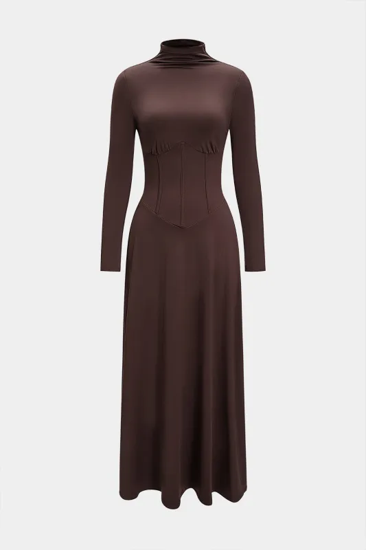High Collar Corset Long-Sleeve Maxi Dress sold by Micas