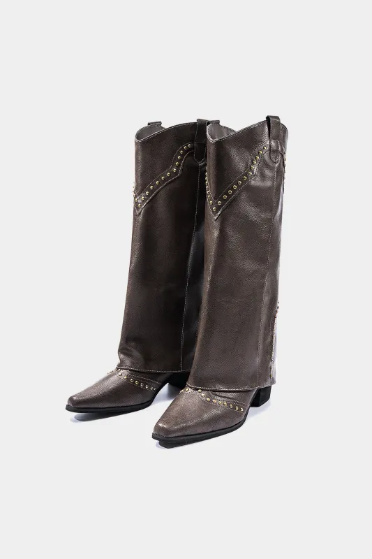 Leather Rivet Knee High Boots sold by Micas