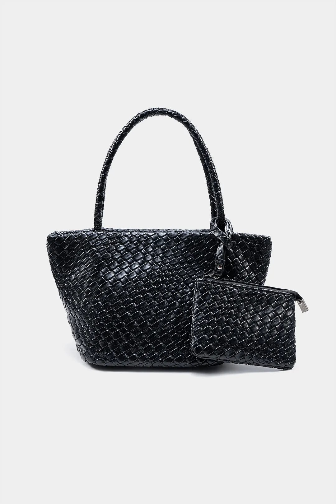 Faux Leather Woven Handbag With Wallet sold by Micas