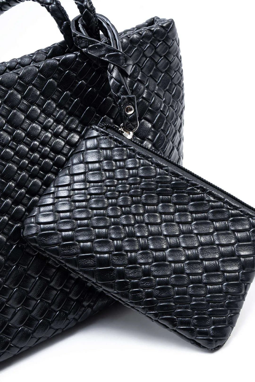 Faux Leather Woven Handbag With Wallet sold by Micas product image thumbnail 2