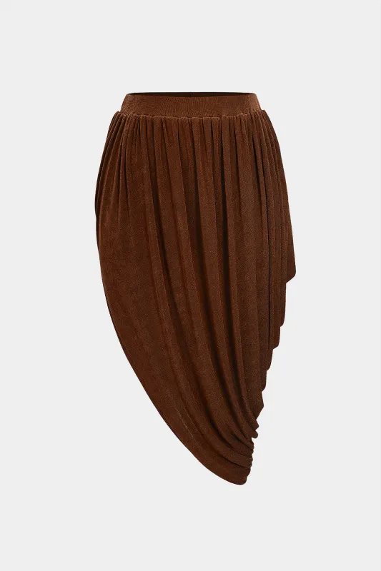 Plus Size Asymmetrical Ruched Skirt sold by Micas