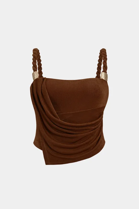 Plus Size Asymmetrical Ruched Cami Top sold by Micas