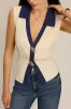 Knit Contrast Metallic Decor Vest sold by Micas