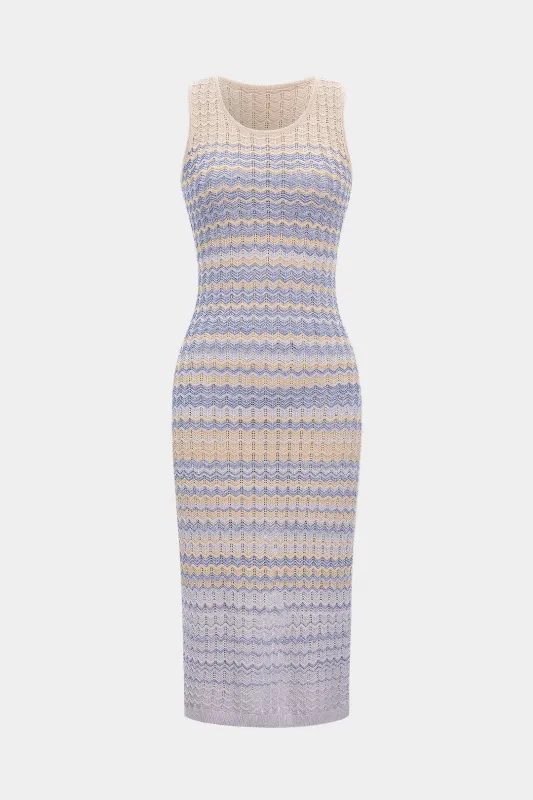 Knit Stripes Colorblock Tank Sleeveless Dress sold by Micas